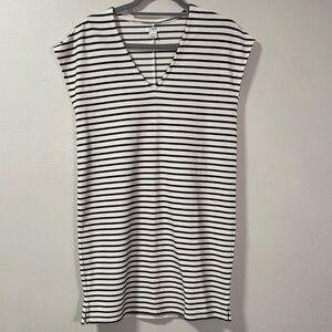 J. Crew Navy and White Striped V-Neck Sleeveless dress preppy casual vacay 6105